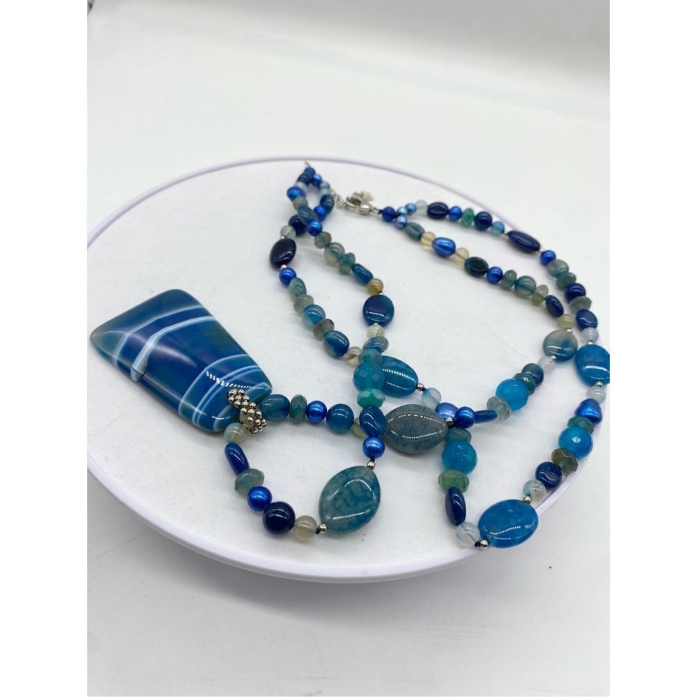 Signed Lucas Lameth necklace | LUC 925 CN | cobalt blue polished stone large bea - Picture 3 of 6